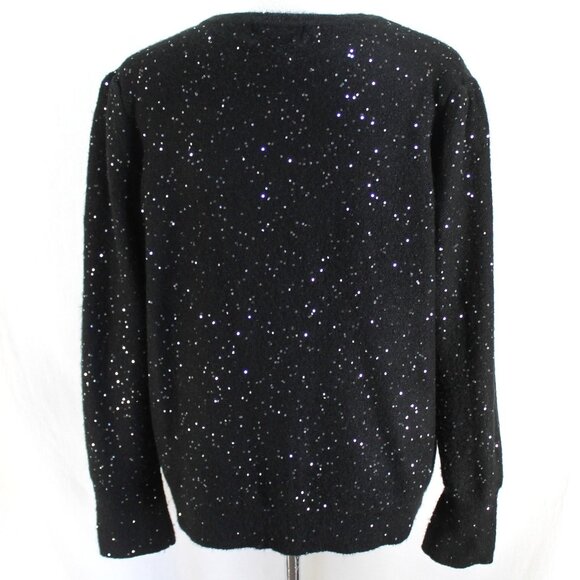 Karl Lagerfeld Sweater Womens Size L Black Sparkly Long Sleeve V Neck Pullover - Picture 5 of 7